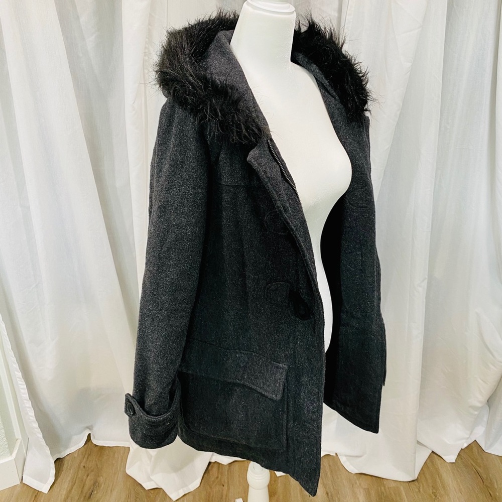 Hooded charcoal gray Coat